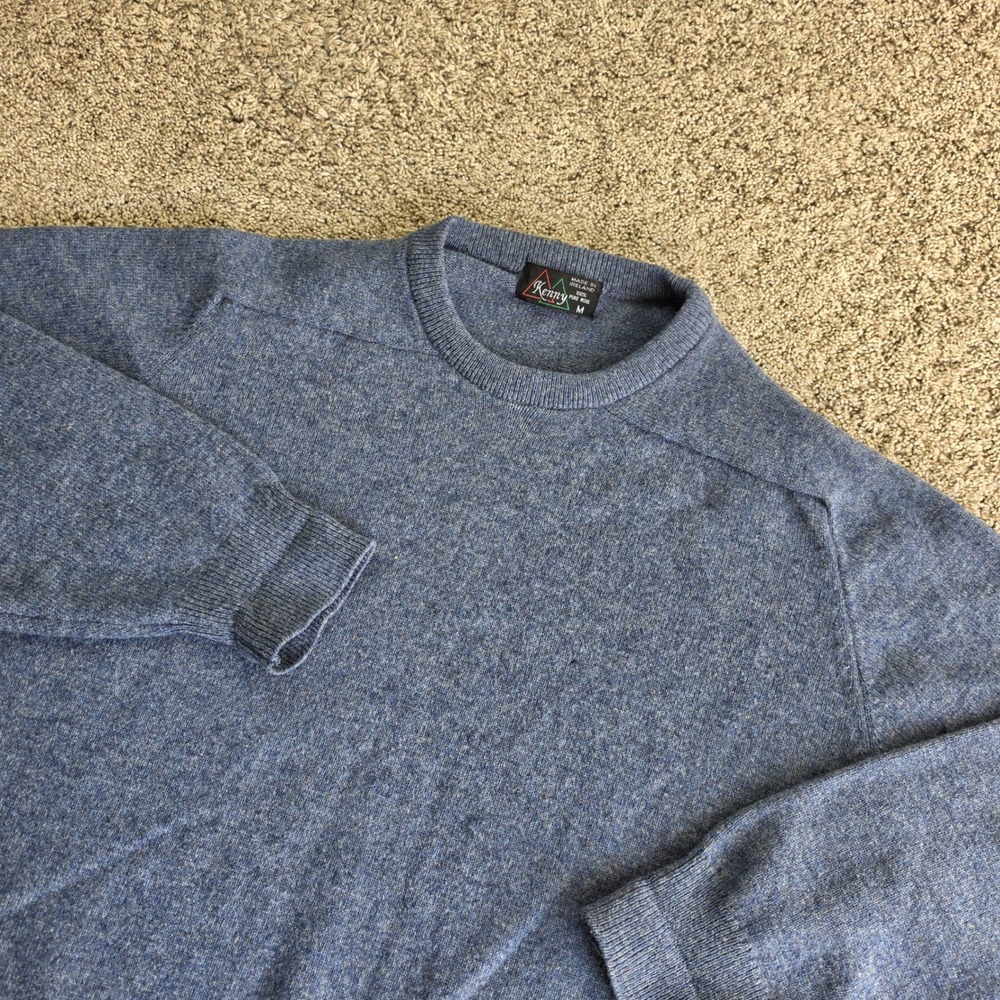 VINTAGE Kenny Sweater Mens Medium Blue 100% Pure Wool Made in Ireland Crewneck
